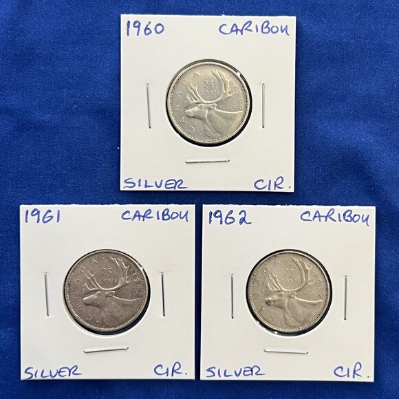 Canada Set of 9 Silver 1960 to 1968 Circulated 25¢ Quarters! - Picture 3 of 16